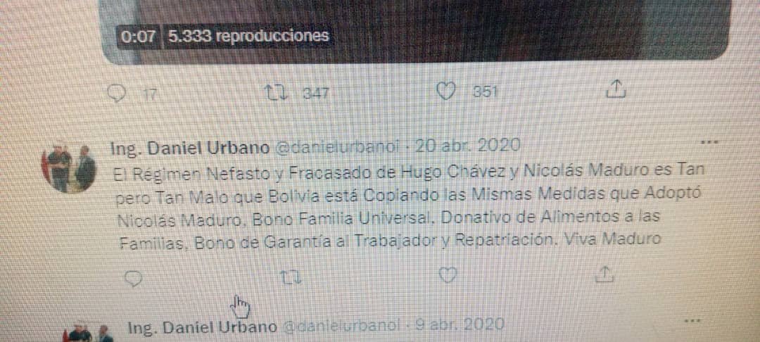 PERKEO31's tweet photo. Como puede acompañarle este fulano ING. Daniel Urbano a nuestro Camarada Juan Aria  en su nueva gestión con estas expresiones a nuestra gobierno Revolucionario . https://t.co/85kZQ6Ff9r