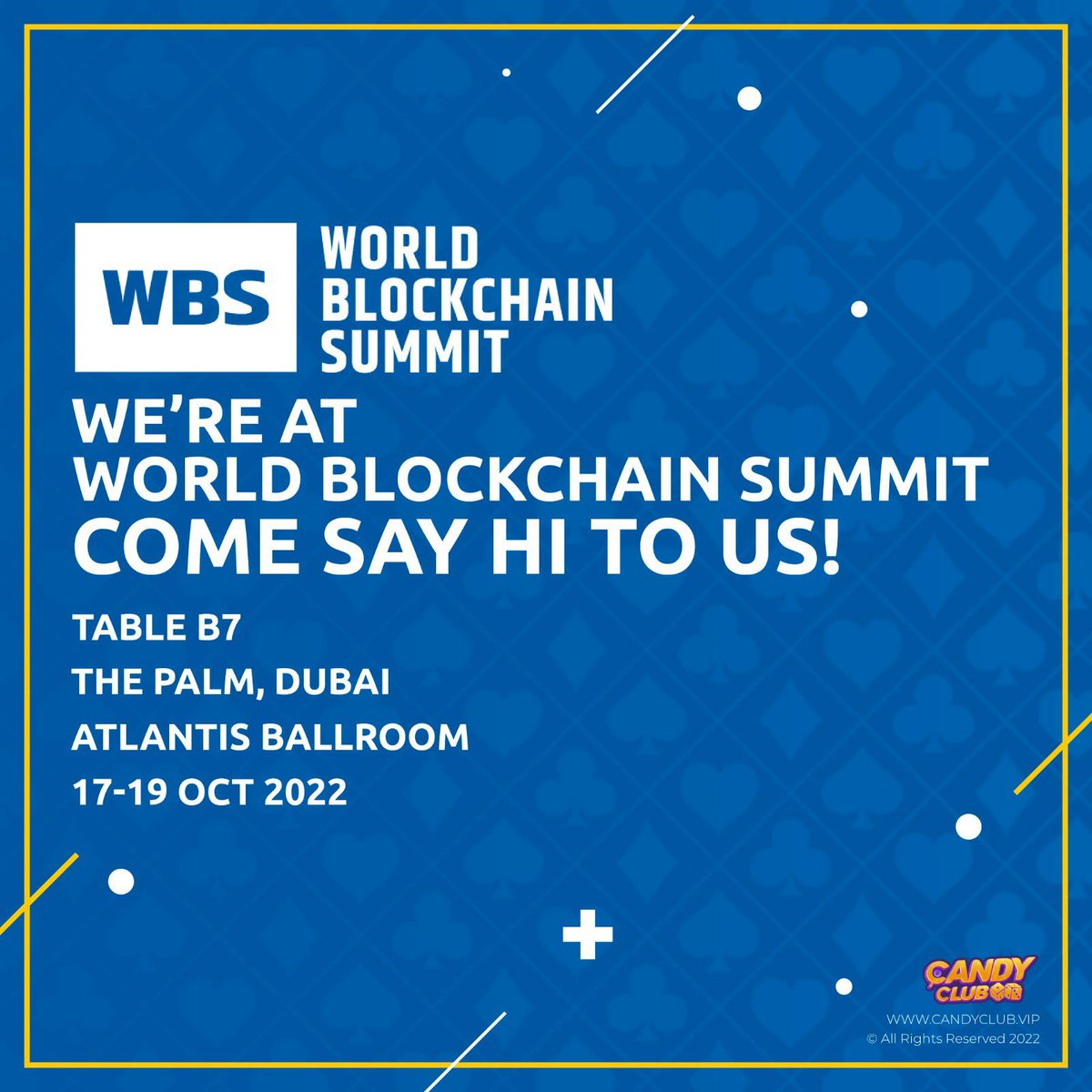 Candy_League's tweet photo. We’re live now at @WBSglobalseries! Come pay us a visit at our booth to collect some Candy Club swag - Our team will be there at TABLE B7 from 17th - 19th to answer all your questions about Candy Club.

#slots #livetables #blackjack #roulette #baccarat #WBSDUBAI2022 https://t.co/8Ap4rVbWhH