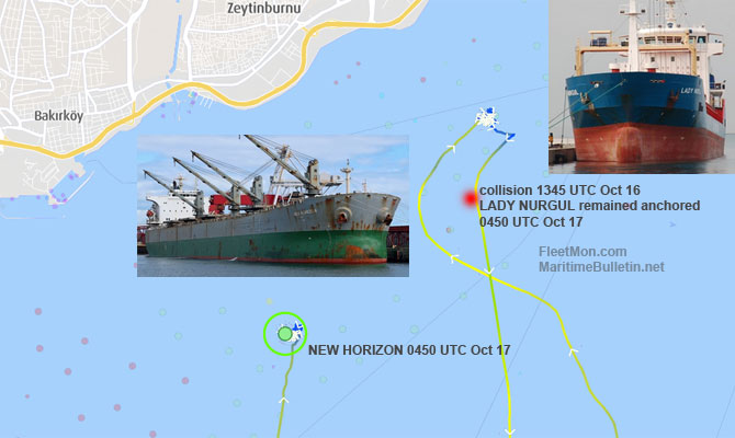 Bulk carrier collided with cargo ship at Ahirkapi Anchorage, Istanbul
maritimebulletin.net/2022/10/17/bul…