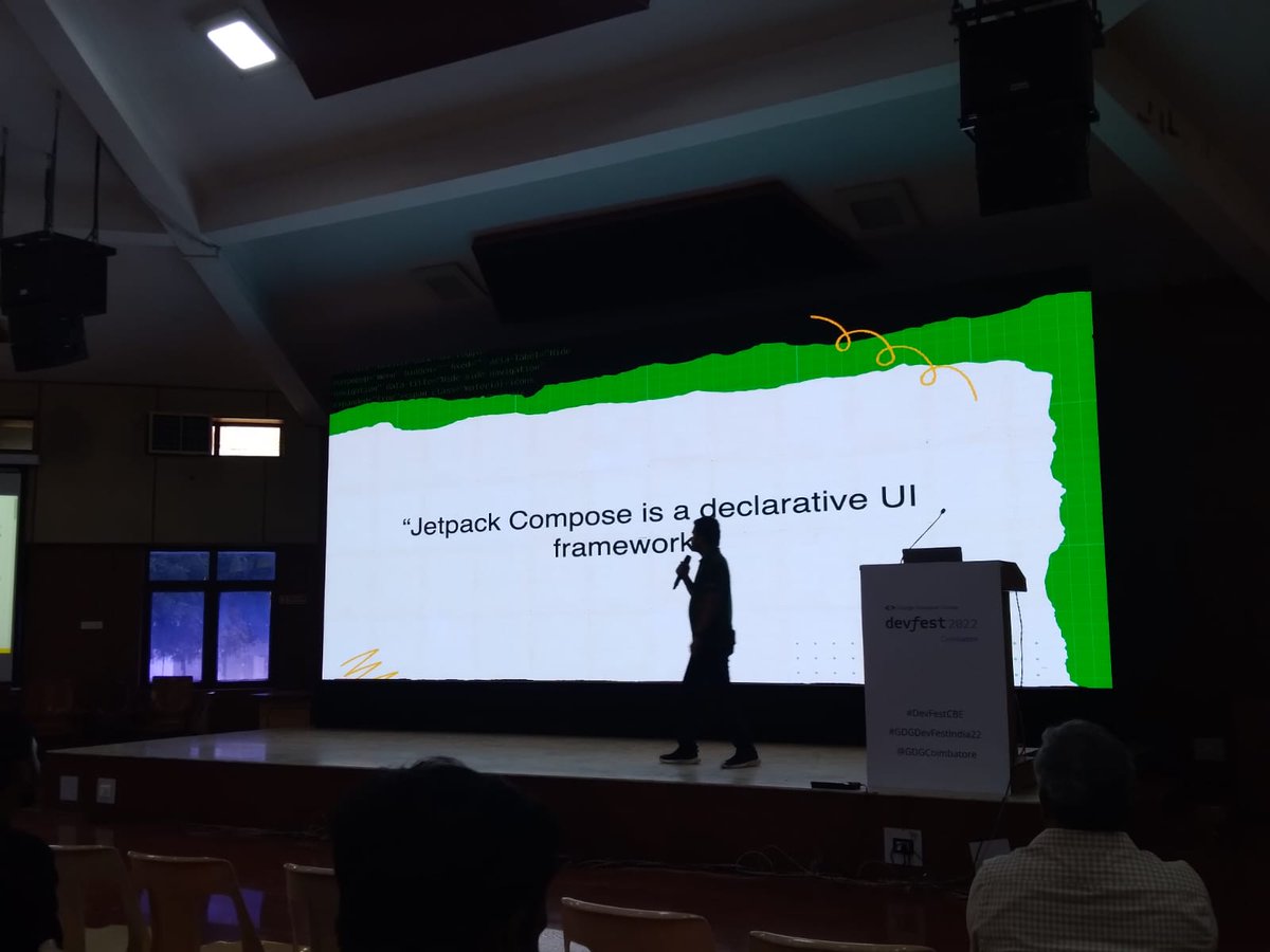 TheRohinth's tweet photo. 📍 @GDGCoimbatore 's DevFest 2022
👨🏻‍🎓🎙️ Jetpack Compose session by @msomuin

✅ Orderless &amp; Parallel
✅ Optimistic Recomposition with Max skips.
✅ List+ForEach instead of RecyclerView Adapter+ViewHolder.

Let's Compose Together ✨

#DevFestCBE #GDGDevFestIndia22 #JetpackCompose https://t.co/oNgdcaaCYp