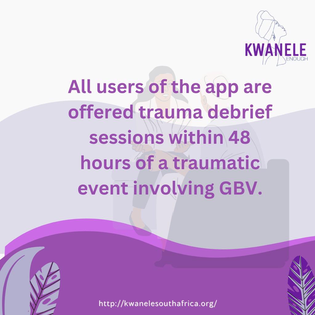 grit_gbv's tweet image. World Trauma Day 2022.

The Kwanele Mobile App links survivors of GBV with mental health support and containment counselling following a traumatic event.

The psychological trauma of GBV leaves lasting scars, and survivors may struggle with depression and high risk for suicide.
