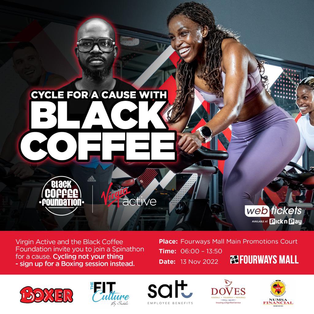 FoundationByBC's tweet photo. Joburg! This one’s for you - Join me on 13 November to Cycle for a Cause with @virginactiveSA @FourwaysMall @RealBlackCoffee 

Get your tickets now @https://https://t.co/ac70LpLQZC see you there 
#cycle4acause #theoneswhodare https://t.co/oH4mFGaYov