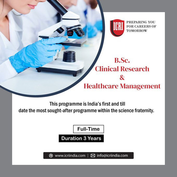 BSc in #CLINICAL RESEARCH, ‘New age Career’ Clinical Research is one of the most exciting and rewarding of occupations. Get your graduation with us for a job ready academics. 
#clinicalresearch #clinicalresearchassociate #clinicalresearchers #clinicalresearchcareers