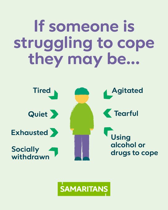 The signs that someone is struggling can be different in each of us.

If you see and feel someone is struggling, go with that feeling and ask them how they are. 💚
