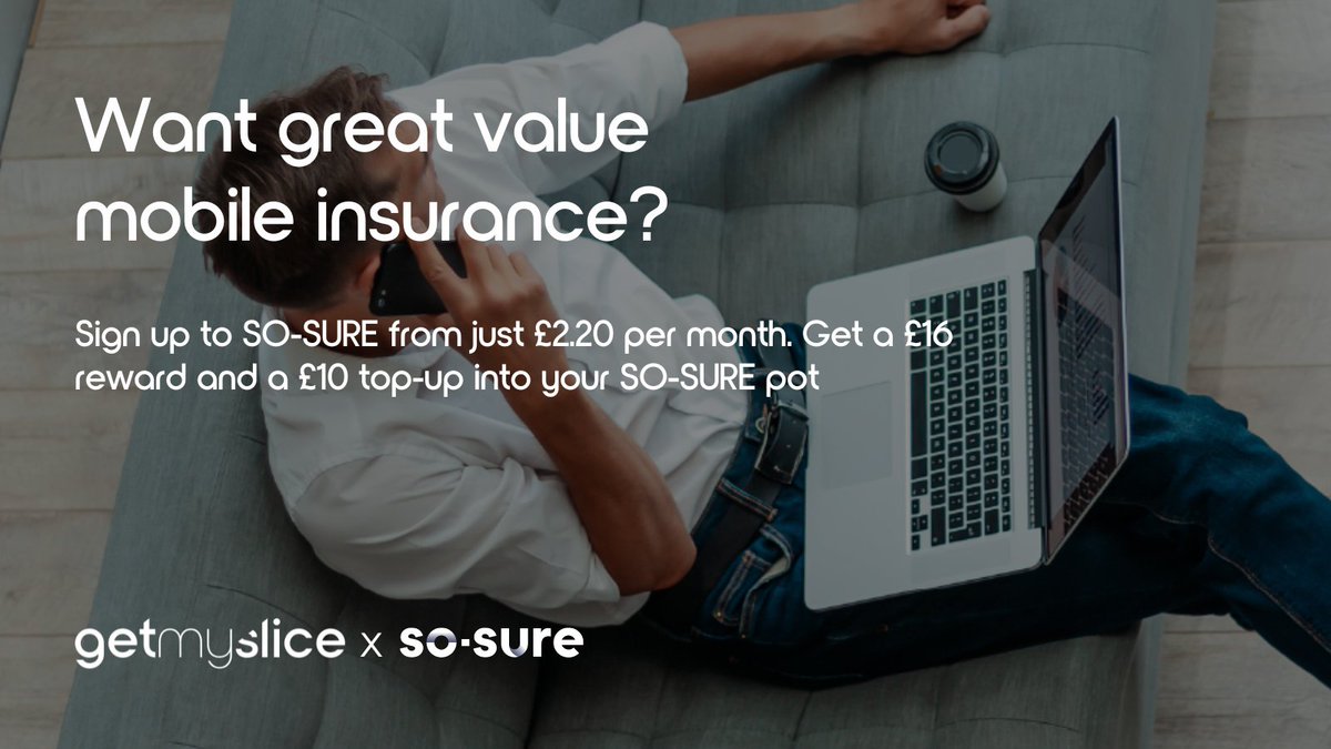 getmysliceapp's tweet photo. Earn up to £26 worth of rewards when you sign up for @wearesosure mobile insurance via #getmyslice ✨
See offer ➡️ https://t.co/qemqSOXUzP
#sosure #mobileinsurance https://t.co/cCTSwIAV0z