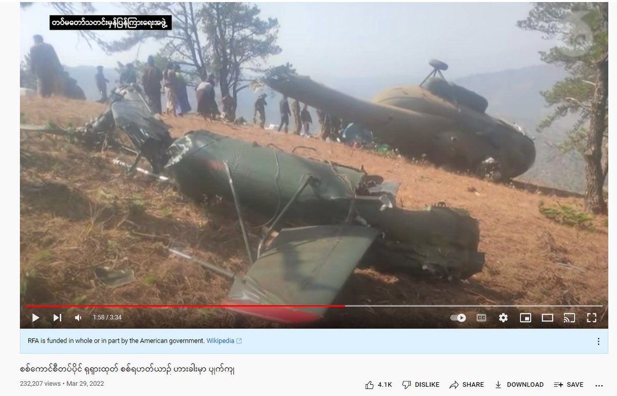 <a href="/MizzimaNews/">Mizzima News</a> Mizzima has totally become the lobbying group and became a key spreader of misinformation and disinformation. That photo is from the news of a military helicopter crashed in Hakha reported by RFA on  Mar 29, 2022. You should have shame by giving false hope to the #Myanmar public.
