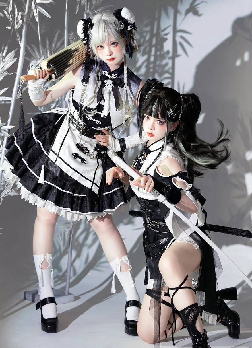 FelinaeCookielolita 鸢歌鹤留双子 チャイナメイド服 コスプレ - コスプレ FelinaeCookielolita 鸢歌鹤留双子 チャイナメイド服 コスプレ - コスプレ