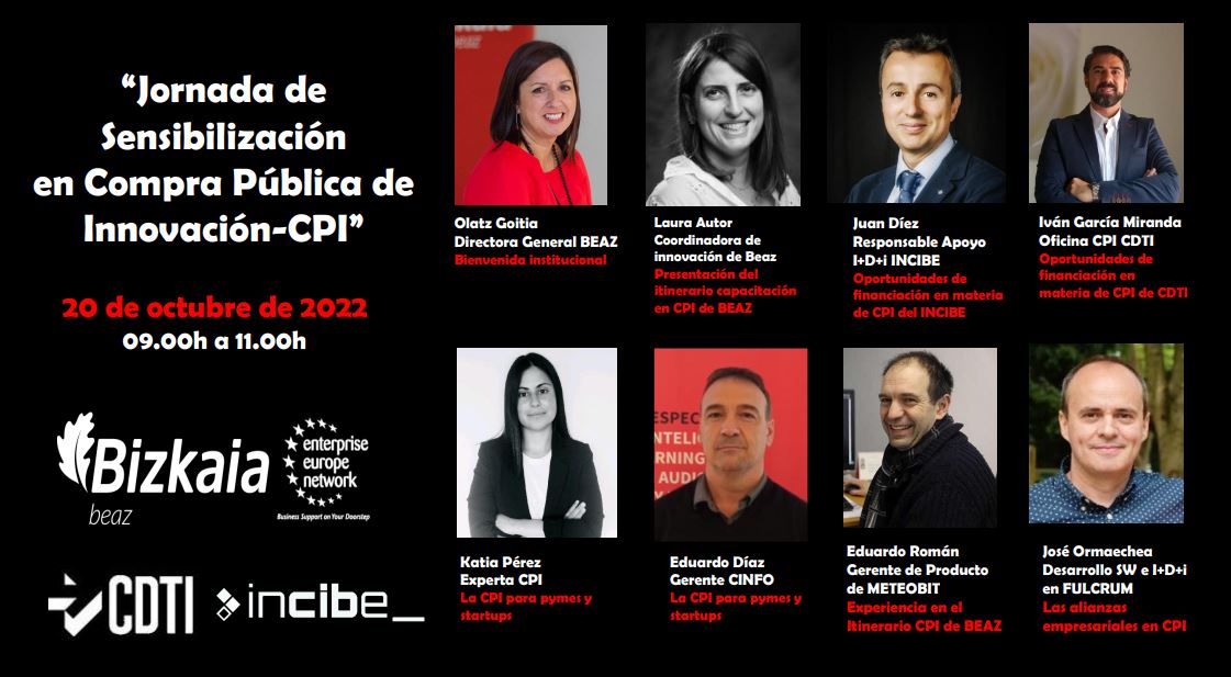 BizkaiaEmpresa's tweet photo. #BizkaiaEgiten
🟦 Jornada de Sensibilización en Compra Pública de Innovación
❗Presentación del 3r Itinerario de capacitación #CPI para #pymes #startups
🗓️ 20 octubre, 9 h, online
🗣️ @CDTI_innovacion @INCIBE #Fulcrum #MeteoBit
https://t.co/DJPBx2Ktvi #BeazBizkaia https://t.co/CR27YigDRd