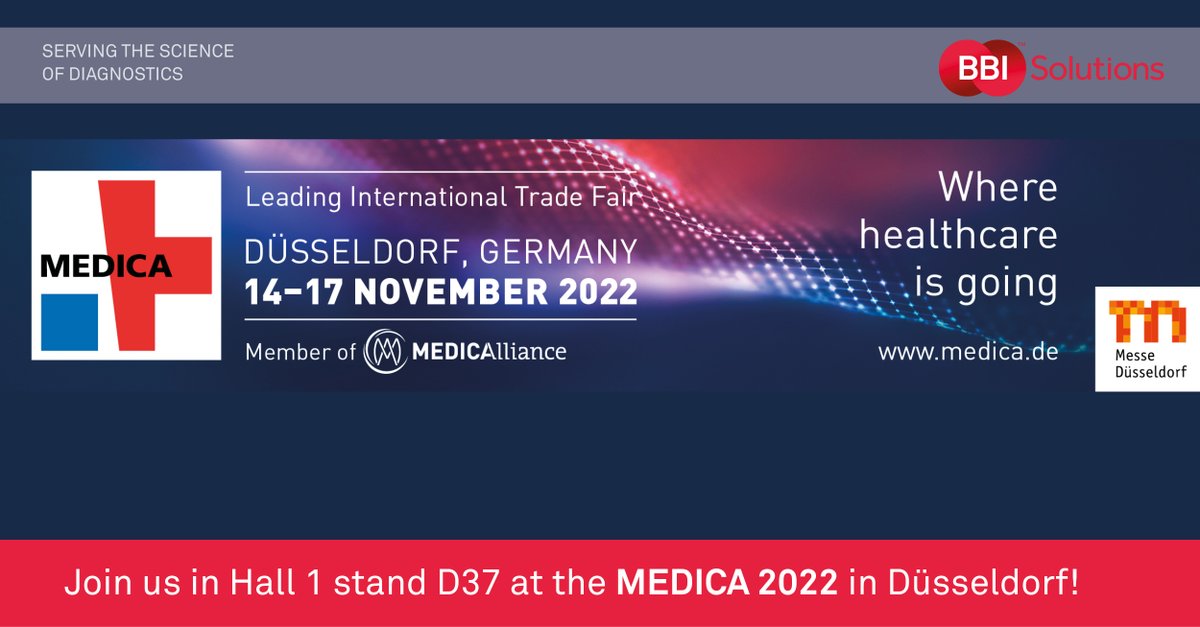 BioTez's tweet photo. Meet us in Düsseldorf at MEDICA 2022 in Hall 1 stand D37!
Schedule a meeting with our team today: https://t.co/OfOVbfwQhj
#MEDICA2022 https://t.co/LXx14EHoPM