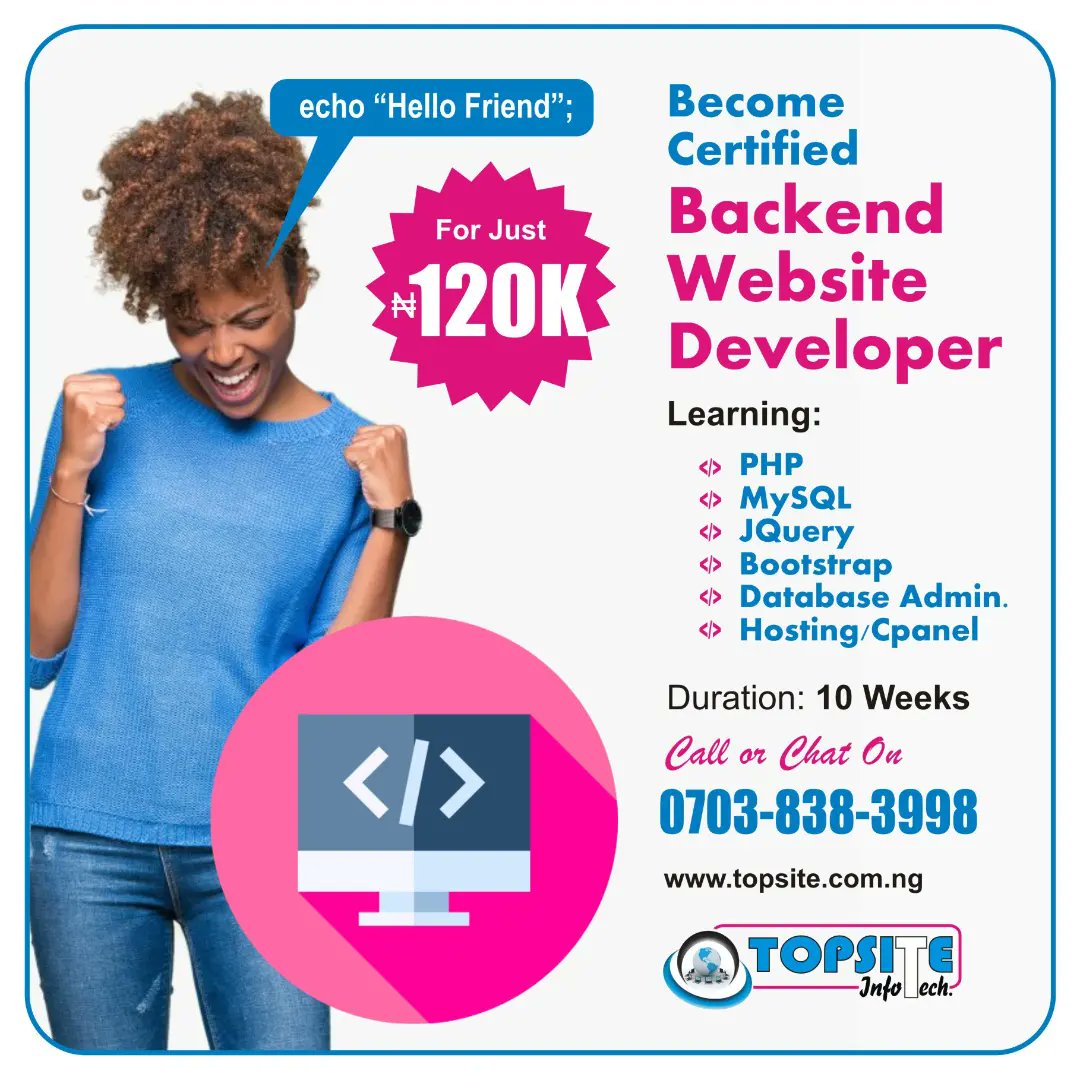 topsitech's tweet photo. Learn to get the Job done by yourself... It is the Ministry we have been called into. We are just a call or Chat away...
#computeroperations #msoffice #webdesign #webdevelopment #icttraining #Training #Lagos #ibadan https://t.co/KfwlsL2j1X