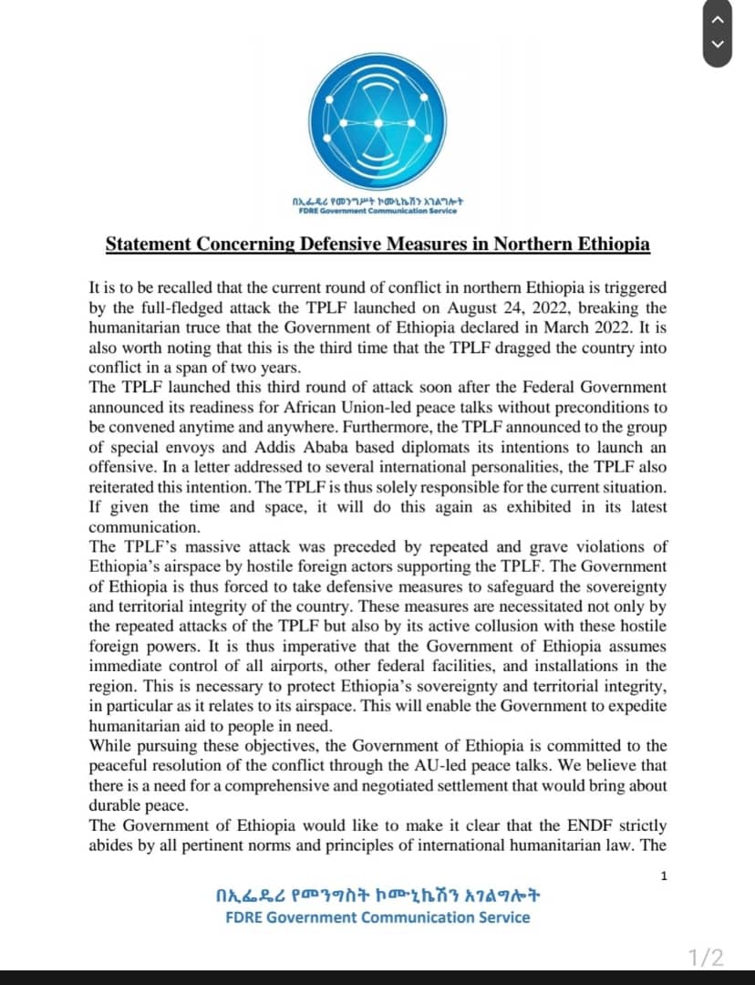 tewerwari_1's tweet photo. Clear message from z gov of #Ethiopia to z #TPLF enablers. The gov is committed to #AU led peaceful resolution of z conflict in z Northern part of the country. But, unconditional cessation of hostilities is implausible with this criminal junta
@SecBlinken @mfa_russia @MFA_China https://t.co/B9OA4Ts7ew