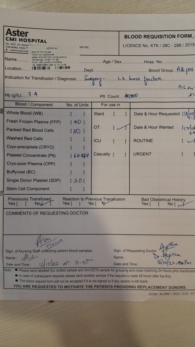 DrRoshanZ's tweet photo. Guys it's emergency 20 units Blood 🩸 required to my Friend Mr. PARITOSH any group is fine he's in Aster CMI Bangalore please help guys it's very urgent please contact 9901430440
@thegiftoflife01 @BloodAid @BloodDonorWorld @BloodDonorsIn @arif007 @bloodconnectorg @BloodDonorsBLR https://t.co/tgU0Qgj36C