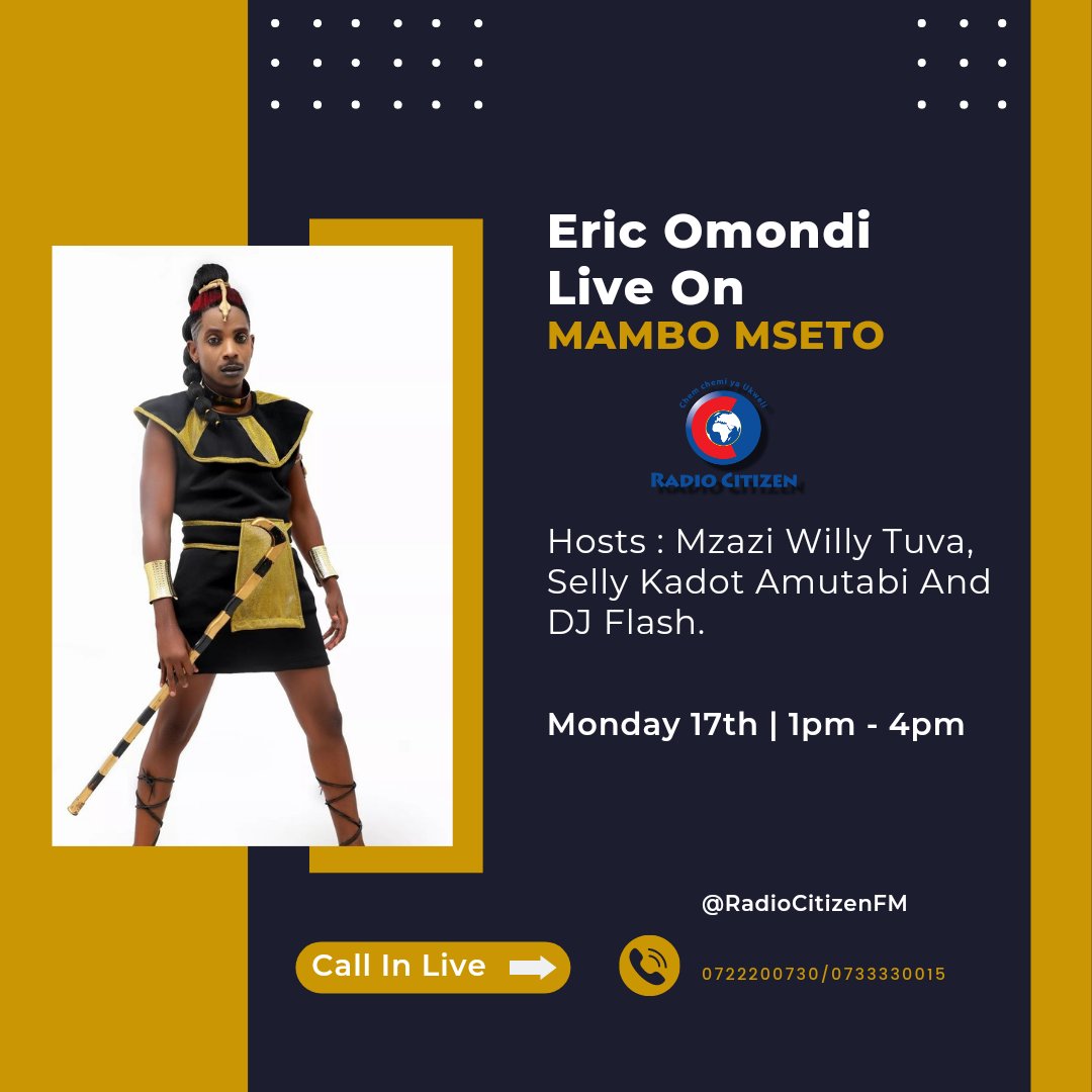 mzaziwillytuva's tweet photo. Our guest today is ERIC OMONDI and he has a lot to talk about on #MamboMseto 1pm-4pm @RadioCitizenFM .
We have trending stories and news from across the region | Mauki 26 has the latest from TZ on #Mseto255 https://t.co/TlLan4Wzf0