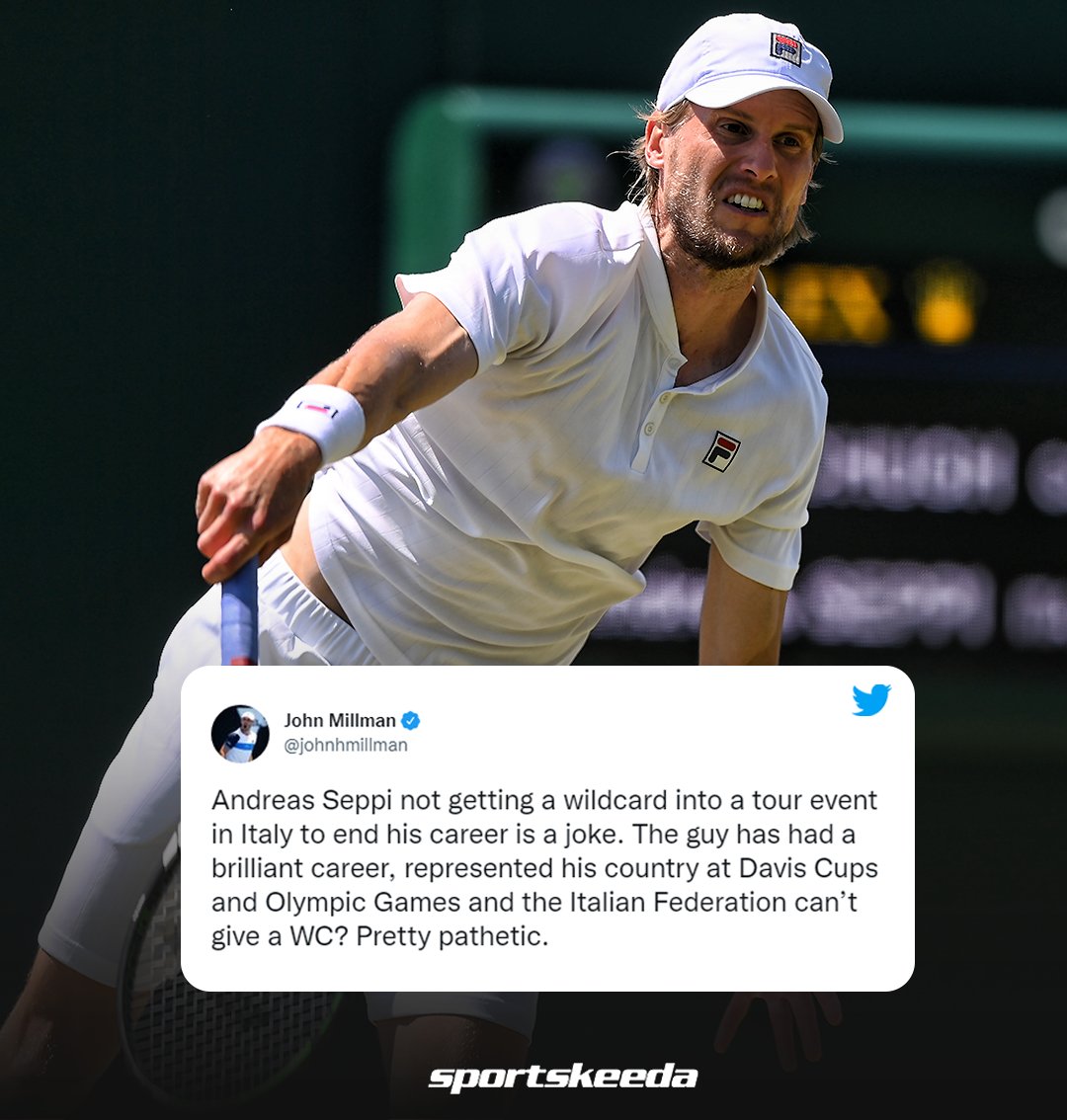 SK__Tennis's tweet photo. John Millman is not happy with Andreas Seppi not getting a wildcard from Italian Tennis Federation 😮
Do you think he deserved the wildcard to end career in front of home crowd? 🤔
#AndreasSeppi #JohnMillman #Tennis https://t.co/2mEUpjjGTB