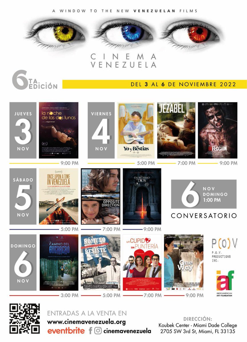 Tendremos proyección en Miami, el sábado 5 de noviembre, a las 7:00 pm, como parte de la muestra de cine venezolano <a href="/CinemaVenezuela/">CinemaVenezuela</a>. Entradas a la venta: bit.ly/3CB77Y9.  ¡Corre la voz!  #cinemavenezuela2022 #DirecciónOpuesta