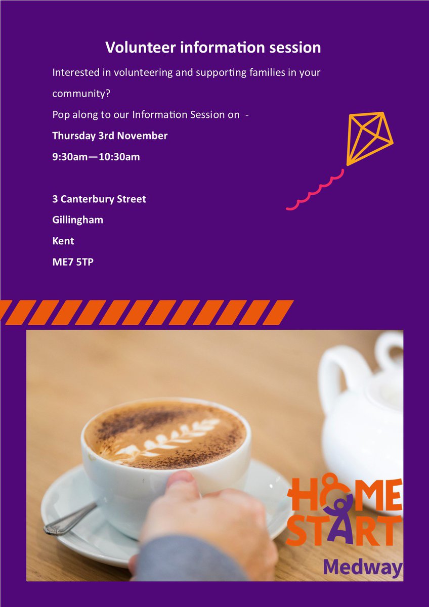 If you have 2-3hrs spare a week to help another Medway family… Why not pop along to our information session on Canterbury street to see how you can help and support.

Thursday 3rd November 9.30-10.30am 

call Odette on 01634 570717

💜🧡