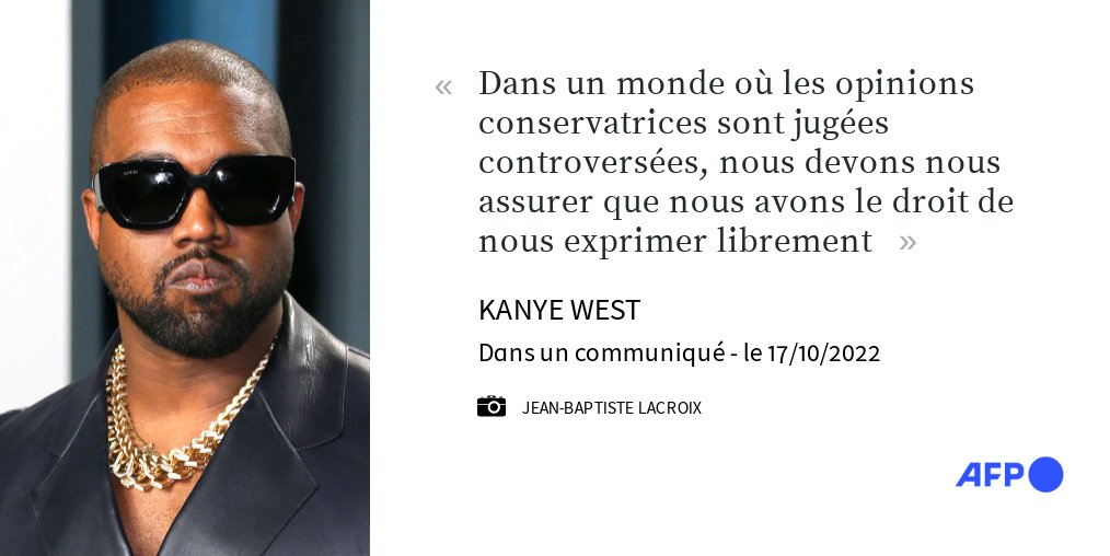 afpfr's tweet image. Le rappeur américain Kanye West a annoncé son intention de racheter le réseau social Parler, particulièrement prisé des conservateurs aux Etats-Unis et des proches de Donald Trump #AFP