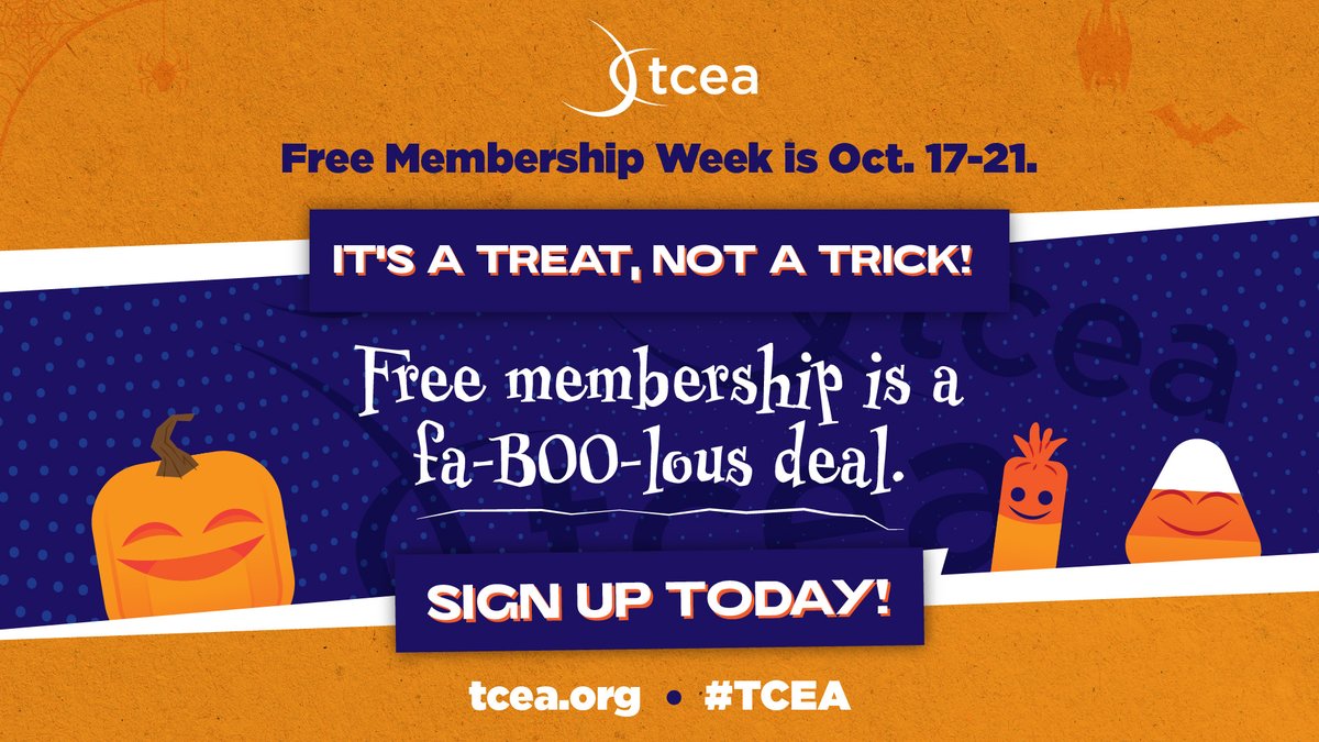 GUESS WHAT?!!?!? It's FREE Membership Week here at #TCEA. Tell a friend. Tell your school. Tell your district. Here's your chance to earn credits all year long for ZERO dollars. Plus, so many more reasons to join. bit.ly/3uAbjmm #education #teaching #learning