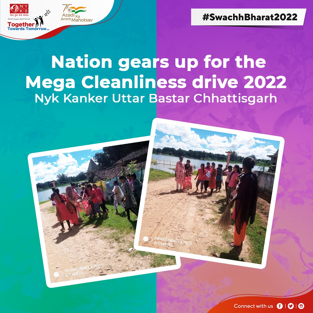 MYBharatHQ's tweet photo. Uniting the country through the Mega Cleanliness drive to be held on 19th October, 2022. NYKS leaves no stone unturned to make the #SwacchBharat2022 a grand success. Union Minister of Youth Affairs and Sports Shri @ianuragthakur will launch the event. https://t.co/rl4aM51DjM