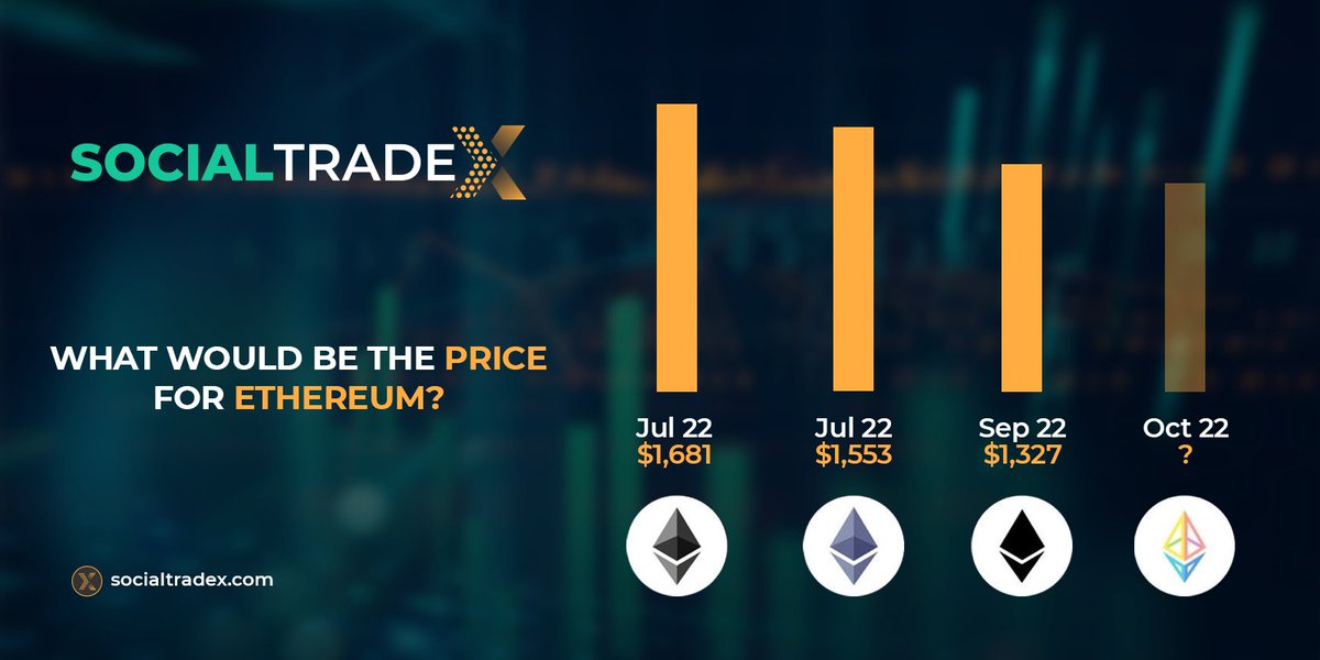 Any guess on the price for Ethereum this month?!⁣ ⁣ Comment down below! ⁣👇⁣

SocialTradeX.com