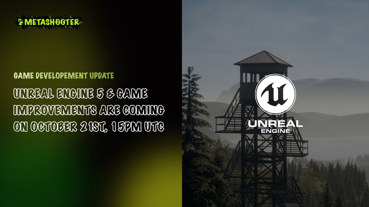 MetaShooter (@metashooter_gg) on Twitter photo On Friday, there will be a significant MetaShooter update. 👇
✅UE5 Implementation!
✅Game Improvements!
✅New Content!
#Giveaway ($50 / 72H / 5win)
❤️ + RT & Follow <a href="/MetaShooter_gg/">MetaShooter</a>
👉Tag 2 friends & com
#mhunt #metashooter #PlayToEarn On Friday, there will be a significant MetaShooter update. 👇
✅UE5 Implementation!
✅Game Improvements!
✅New Content!
#Giveaway ($50 / 72H / 5win)
❤️ + RT & Follow <a href="/MetaShooter_gg/">MetaShooter</a>
👉Tag 2 friends & com
#mhunt #metashooter #PlayToEarn