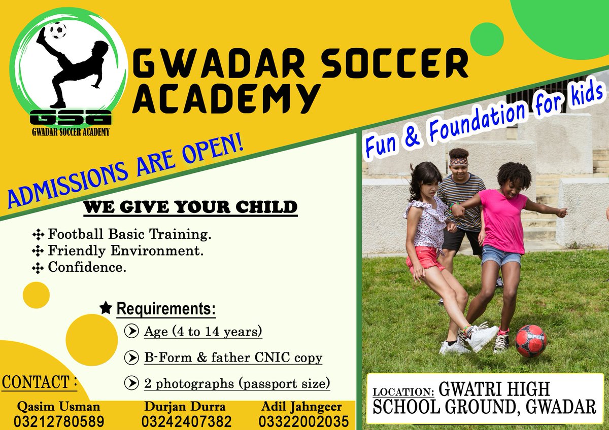 great initiative. first time in my career i've seen an Admission ad for a Football academy in Gwadar.
#Gwadar