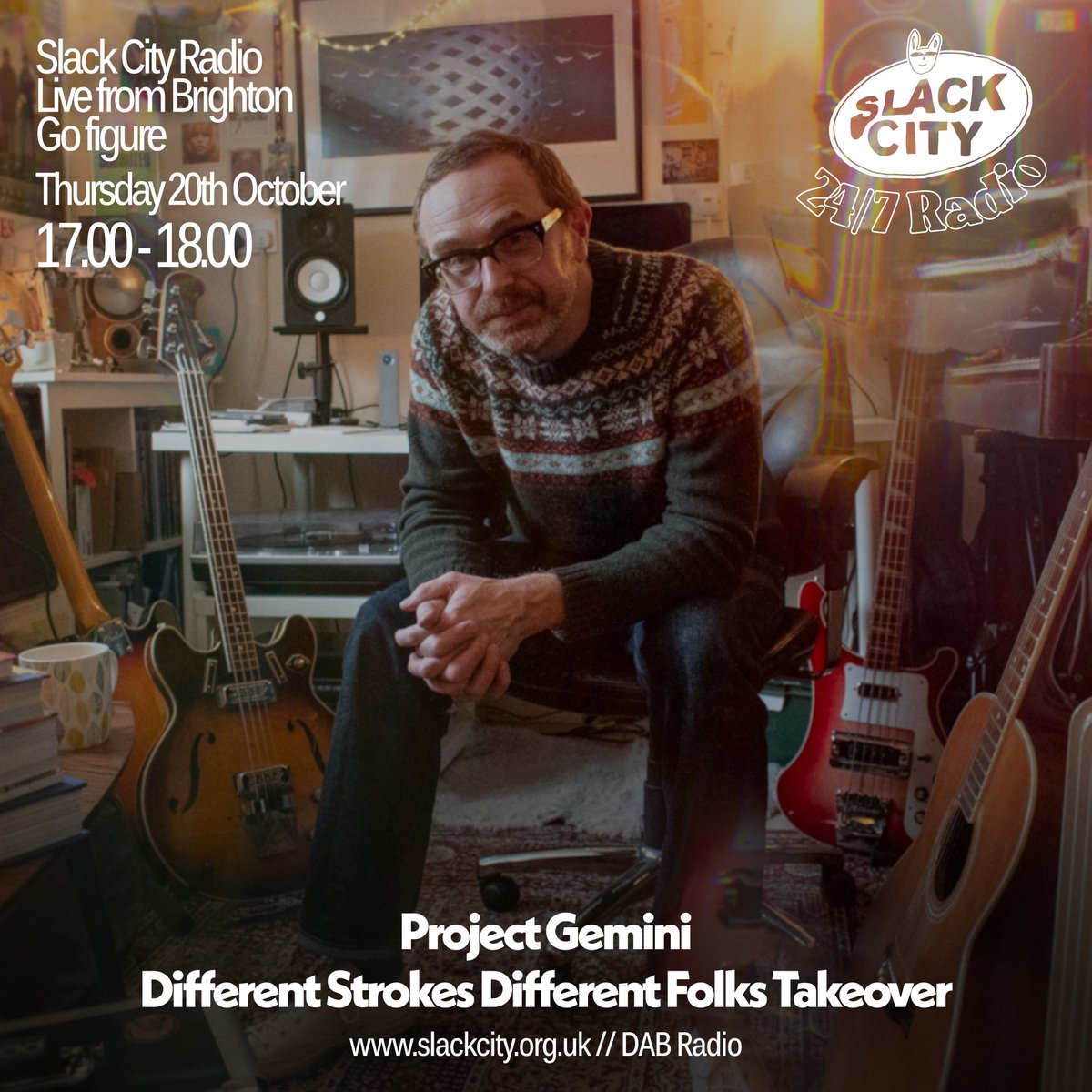 ON AIR. Ahead of his show at @thehopeandruin with @shindigmagazine this coming Monday, Project Gemini (on Mr. Bongo) takes over the @DiffFolks show with a very special guest mix. Tune in now. SLACKCITY.ORG.UK // DAB RADIO // LINK IN BIO.