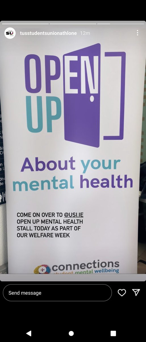 We're back on the campaign trek this week in @TUS_ie with @TUS_SU_ for more mental health chats. We're just near the coffee dock so come along and say hello! #OpenUp