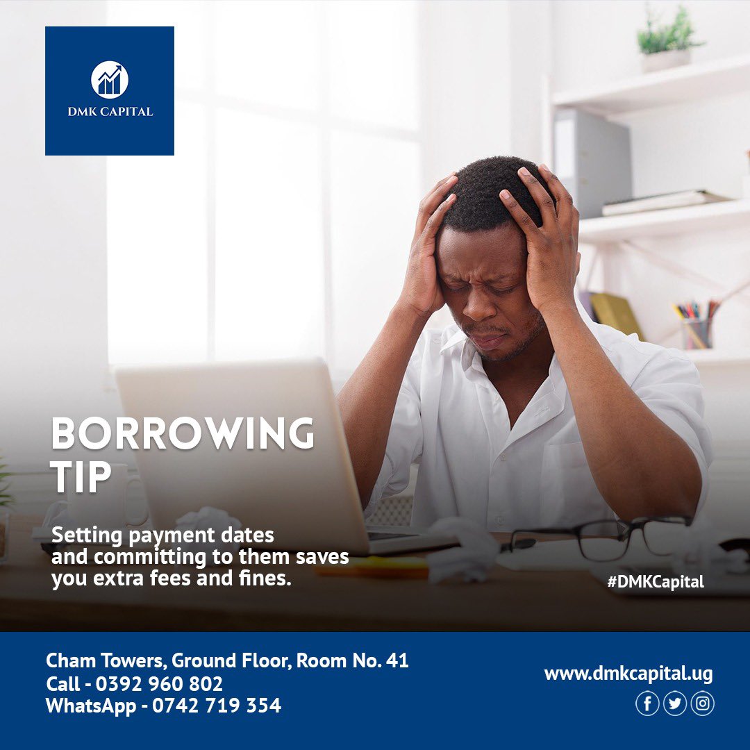 dmkcapital's tweet photo. Another essential aspect of borrowing is paying back. Setting payment dates and committing to them helps save you from extra charges and fines. #DMKCapital #borrowingtips #moneyhabits #businessloans https://t.co/KhgtYsStoK