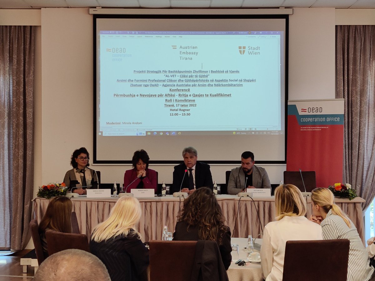 AustriainALB's tweet photo. The first event of #AustrianWeek has started. The role of dormitories in Albania as an important element to ensure quality of professional education @OeAD_worldwide https://t.co/1mkqbQdcsm