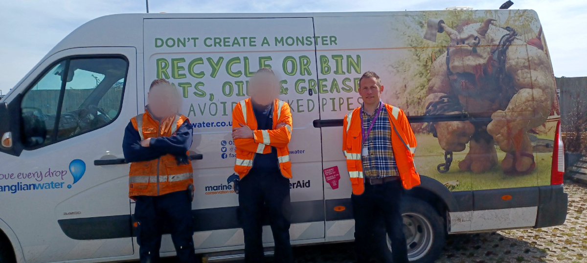 ECAS_World's tweet photo. Marc Downes is spreading the ‘Don’t create a monster’ message with his colleagues at @AnglianWater 🧌
#Unblocktober #KeepItClear #Sewers #Blockages #Unflushables https://t.co/fabKjERgUM