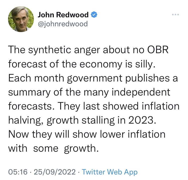 @johnredwood Odd, you didn’t think OBR forecasts were important when they would have informed the budget you wanted.