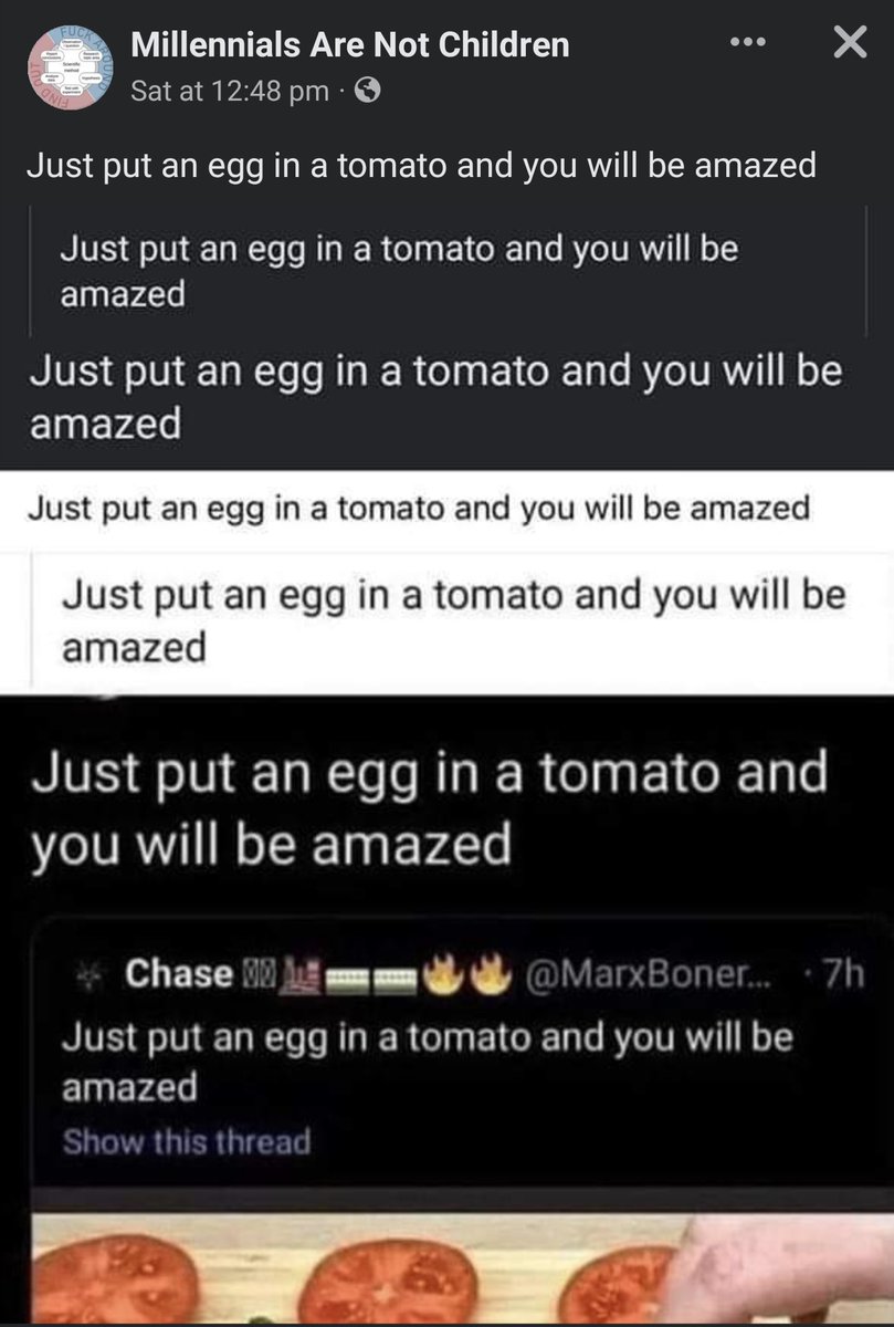 Just put an egg in a tomato and you will be amazed.