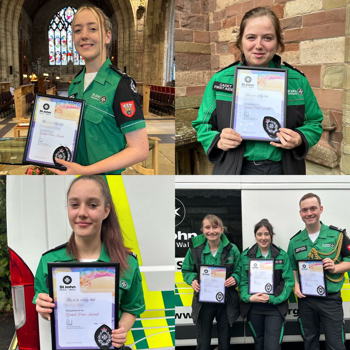 SJACNorthYouth's tweet photo. Meet our Grand Prior recipients who have worked incredibly hard to earn this prestigious award:- Seren - Holywell, Kim - Wrexham, Madison - Wrexham, Melissa, Trinity, Joshua - formally Bangor. Well done all, we are so proud of you 😃 https://t.co/agtroK9Ugc