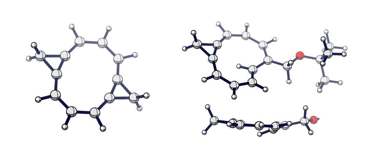 Happy to report a follow-up study on our [10]annulene story by @KarnjitParmar et al. We made Schleyer's postulated bis-cyclopropa[10]annulene and found it to be kinetically unstable. Also made a trans [10]annulene by accident! #aromaticity #annulene doi.org/10.26434/chemr…