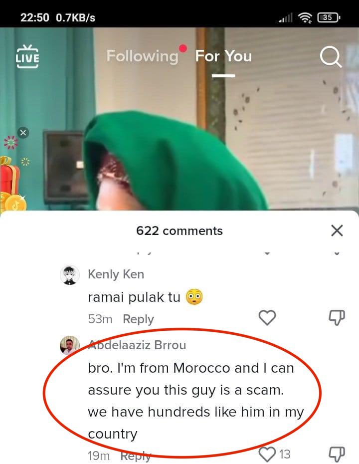 AbudiAlsagoff's tweet photo. Ini belum dajjal sampai lagi. Scammer japar onn morocco pun dah gagal 🤦🏼‍♂️ https://t.co/ioqeN2gPIY