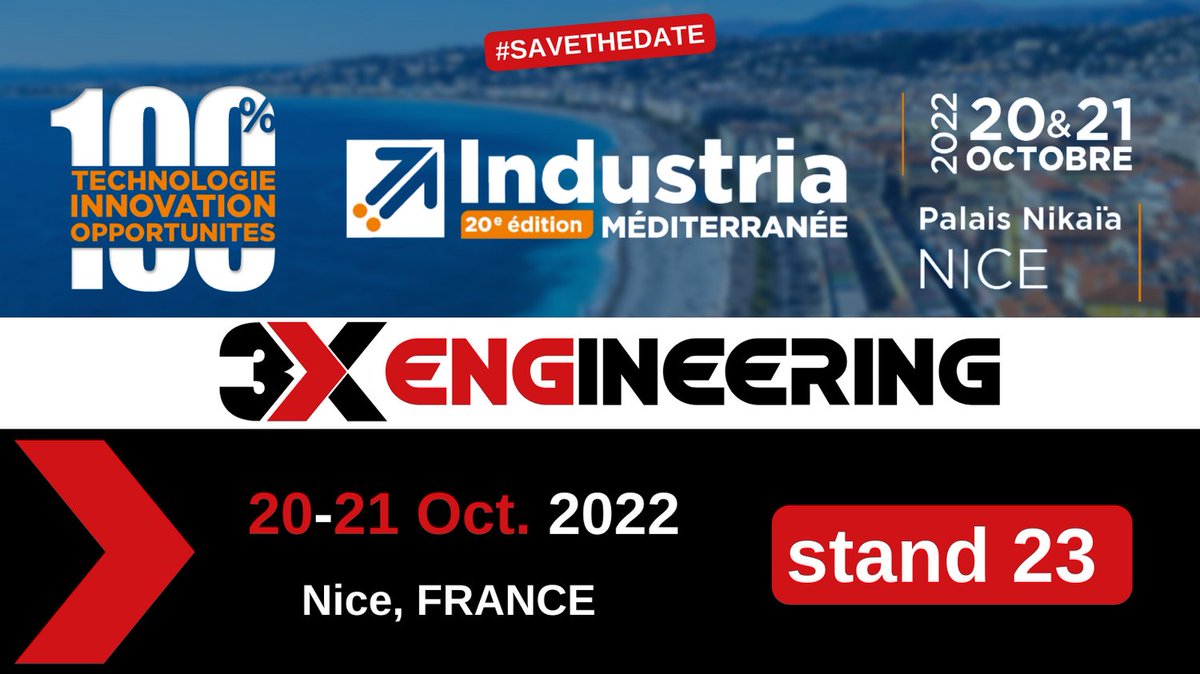 3XEngineering's tweet photo. 📌 #SaveTheDate #Nice #France
🗓️ 20-21/10/2022 - INDUSTRIA MÉDITERRANÉE
📍Venez rencontrer Jean-François RIBET et discuter des solutions proposées par 3X ENGINEERING.

📧En savoir plus ? Contactez-nous: https://t.co/U4lkaD5RyO
More than products, THE solution 
#compositerepair https://t.co/NztSpHx7Io