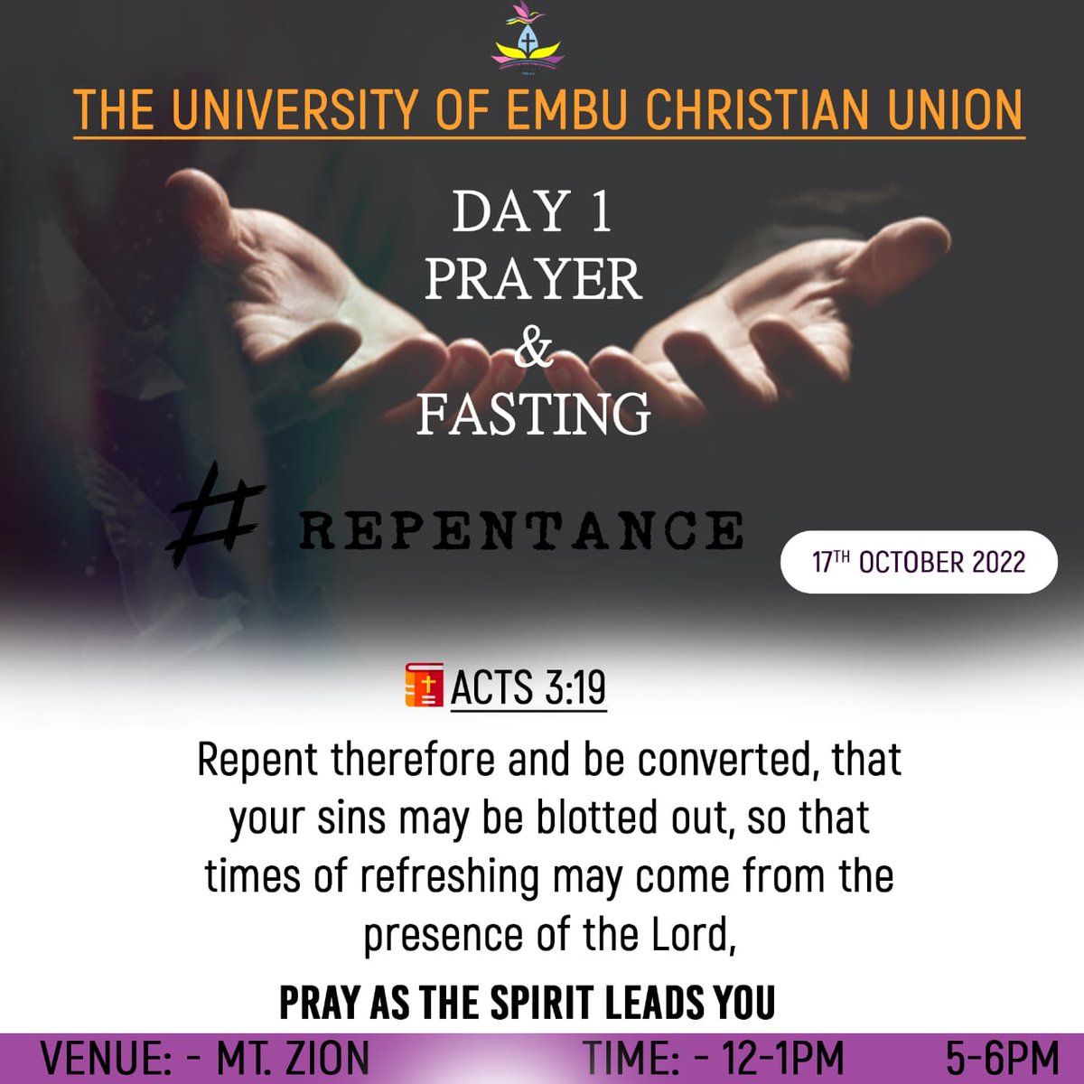 uoemcu's tweet image. #Prayerandfastingweek
#Day1