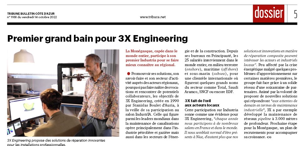 3XEngineering's tweet photo. Merci @Tribuca pour ce bel article ! Nous sommes maintenant impatients de retrouver le visitorat du salon Industria ! 

📧En savoir plus ? Contactez-nous : info@3xeng.com https://t.co/oUiuVfY3UK