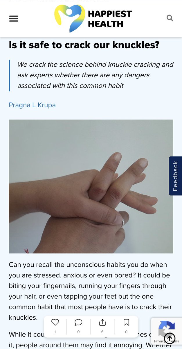 pragnalkrupa's tweet photo. We crack the science behind #knucklecracking and #askexperts whether there are any dangers associated with this common habit
https://t.co/A4l7m8fgnp https://t.co/36RqFGsp2l