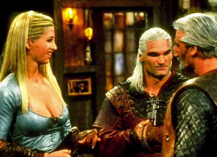 _RottingAway_'s tweet image. Geralt of Rivia as guest star in Friends
#stablediffusionart #stablediffusiongui not #stablediffusiondemo #nmkd #ai #aigenerated #aigeneratedart