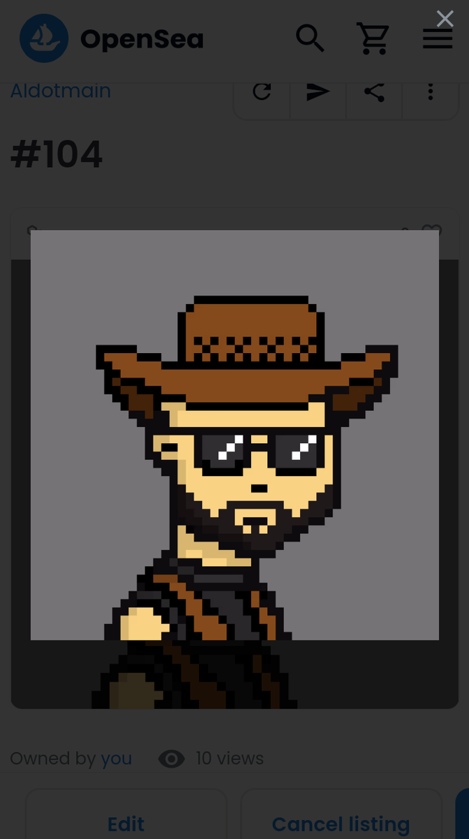 Collection name: Aldotmain
Volume trade : 0.024 ETH 
Network : Polygon 
Name Item: #104
Price : 0.01 ETH
No gas fee
Available on Opensea
Homemade✍️

Link:
opensea.io/assets/matic/0…

#OpenSeaNFT #opensea #NFTCommunity #nftcollector #NFTCollection #nftart #NFT #NFTspace #NFTs