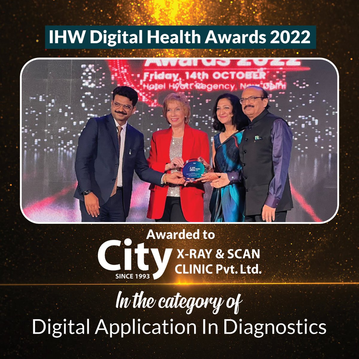 CityXrayClinic's tweet photo. One more feather to the cap🪶🎉👏
#DrRaviKapoor Founder & #DrSunitaKapoor Director City X-Ray & Scan Clinic, received the #IHW #DigitalHealthAward2022 on behalf of #CityXRay
#BestLabAward #LabAward #CityXRay #DiagnosticAward #IHWCouncil #IHWAward #CityXRayScanClinic #Healthcare https://t.co/OZGIXQ2wL4