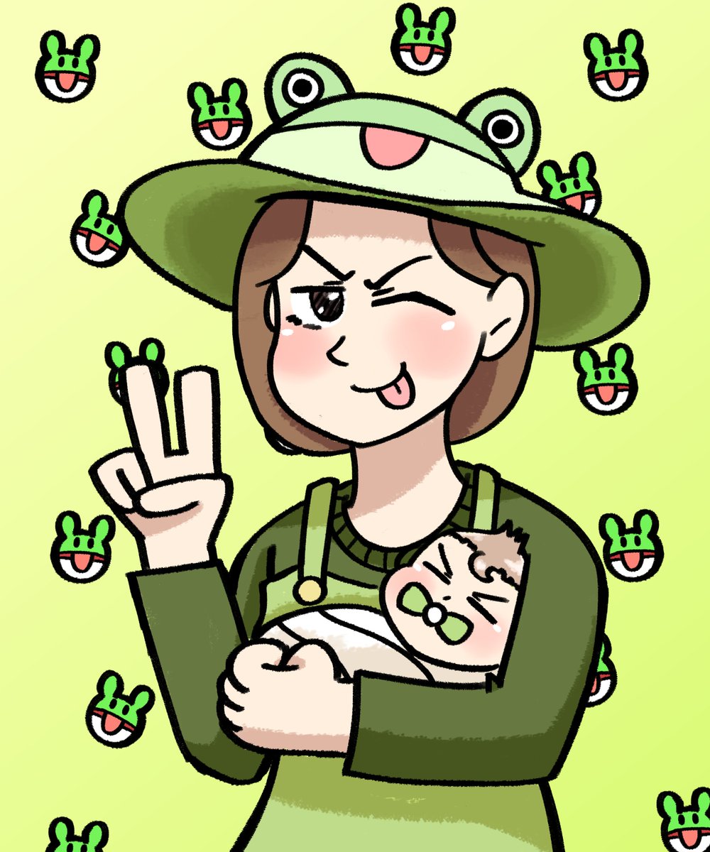 Since <a href="/hyxpk/">Diva</a> recently made a baby Frog arc here's some Frog Mama with baby Onion Frog 🐸 we miss you Frog Mama.