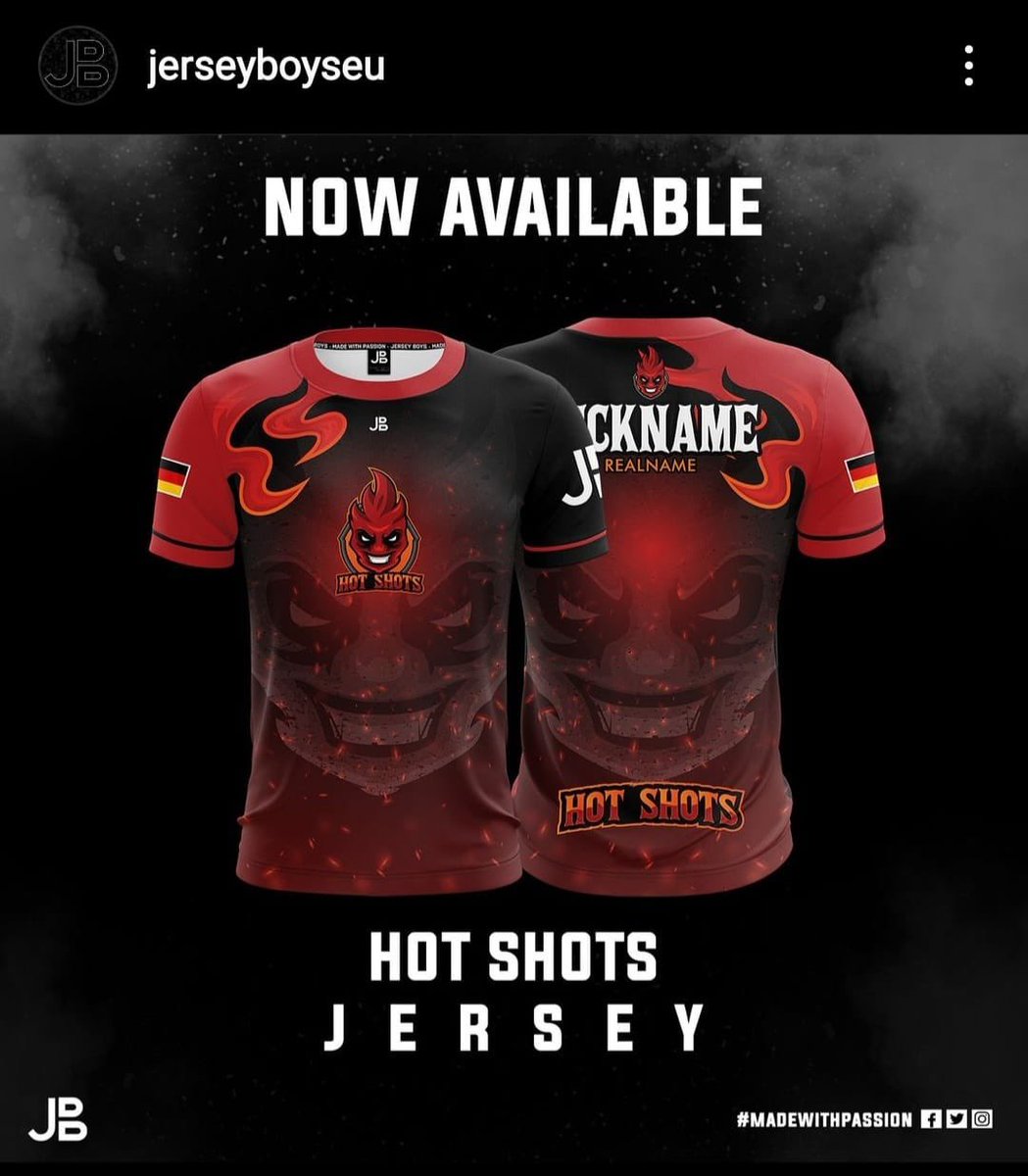 HotShotsEsport's tweet photo. Danke für das tolle Design @jerseyboyseu 
Schaut doch gerne mal im Merch-Store vorbei 

https://t.co/49GHVb12eJ

#RainbowSixSiege #jersey #compteam #hotshots https://t.co/0QLHjvbJ65