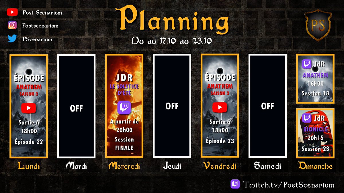 ArcheJDR's tweet photo. ๐๏ธ#PlanningTime #LundiMotivation
Salut tout le monde !
Cette semaine au menu #jdr pas moins de trois lives sur #twitch dont deux dimanche. A la suite... quoi ? Vous doutiez encore que @ArcheJdr notre Conteur soit un grand malade... ? ๐ฅน
Bonne semaine ร toutes et tous ! https://t.co/I7rKuyQJDh