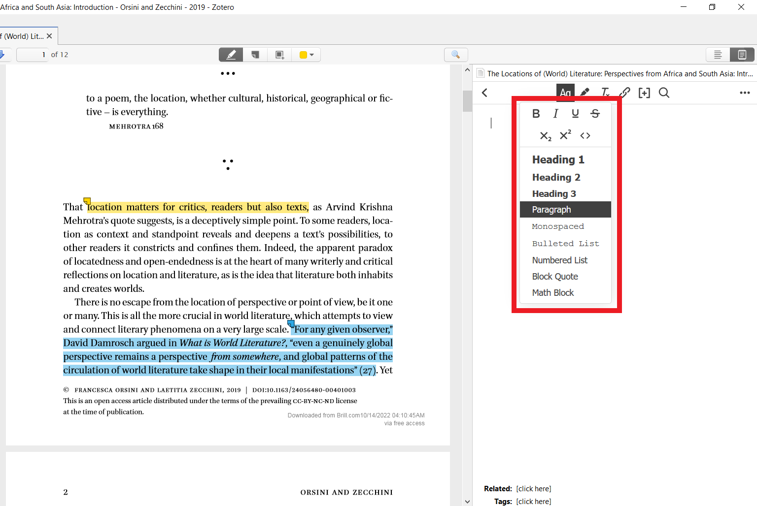 Mushtaq Bilal, PhD on Twitter "Zotero's inbuilt Note Editor can