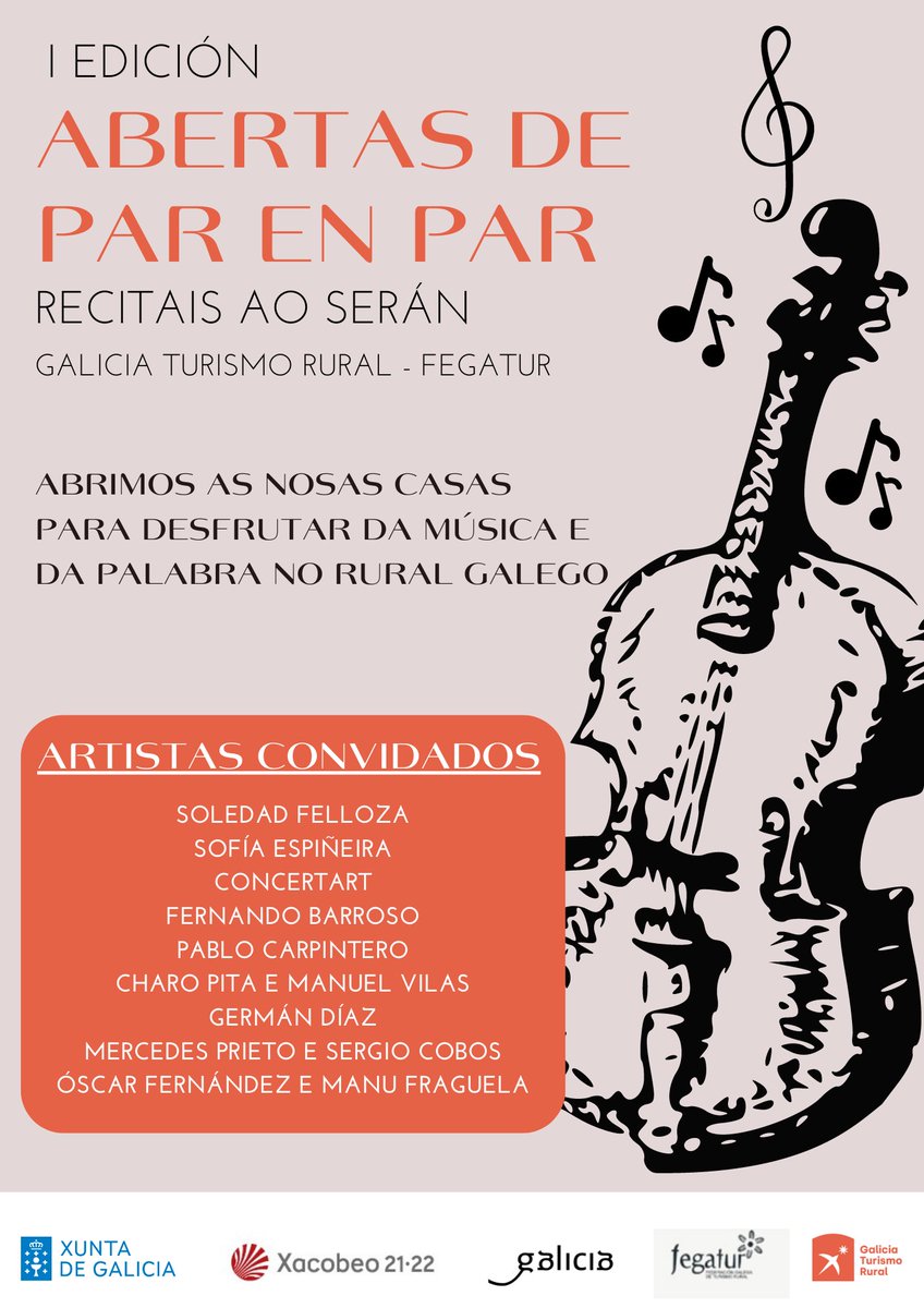 A I Edición de Abertas de Par en Par chega ao seu ecuador e gustaríanos darvos as grazas a quen tedes compartido connosco a ilusión de encher de arte, en distintos formatos, as casas de Turismo Rural de Galicia. 

galiciaturismorural.es/gl/blog/aberta…