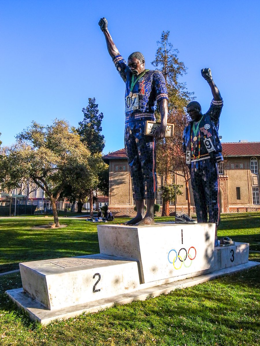 ZJGarred's tweet photo. @Peter_Fitz His nephew, Matt Norman, did an incredible documentary on the event called SALUTE.

I think we touched on this before Fitz, but Peter declined a spot in this statue at San José State so that anyone could stand with Tommy and John just as he did….I love it! https://t.co/2h8a7fqMnZ