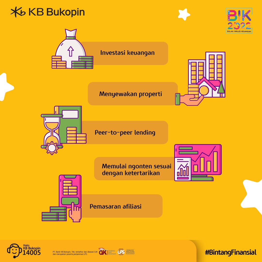kbbank_id's tweet photo. Pengen juga dong nyantai-nyantai tapi dapet penghasilan tambahan?

Bisa banget! Apalagi di era digitalisasi everything is possible. Geser gambar ke kiri untuk intip beberapa ide passive income yang bisa kamu lakukan untuk nambahin tabungan dan uang jajan Sahabat KB Bukopin! https://t.co/ZPpakkuhdx